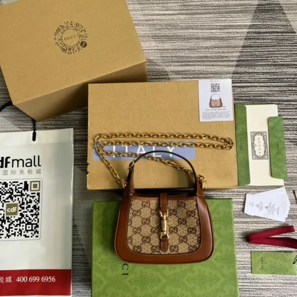 1:1 Replica Gucci Jackie 1961 Mini GG Shoulder Bag Beige For Women, Women's Bags 7.5in/19cm GG 675799 21HRG 2687