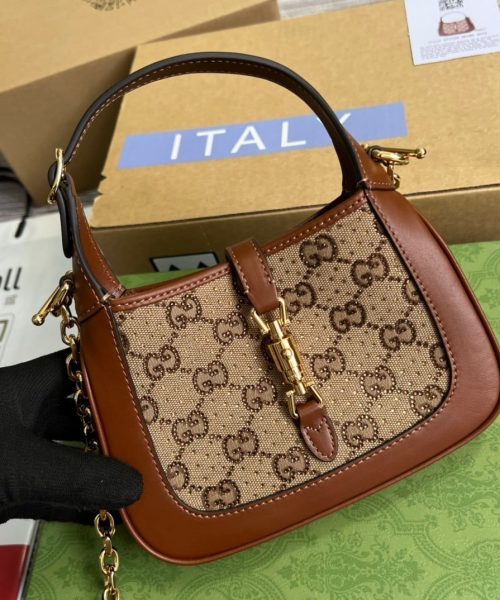 1:1 Replica Gucci Jackie 1961 Mini GG Shoulder Bag Beige For Women, Women's Bags 7.5in/19cm GG 675799 21HRG 2687