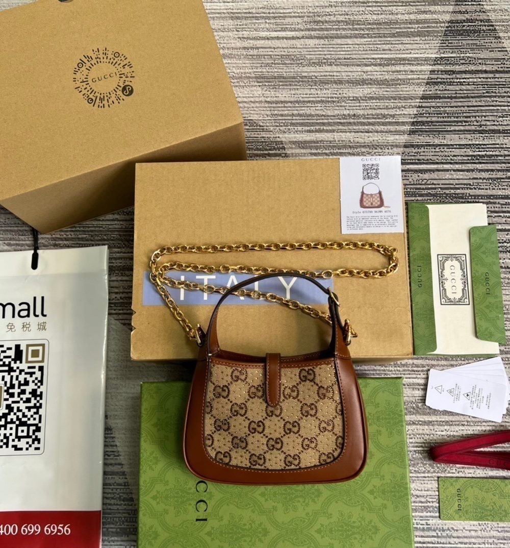 1:1 Replica Gucci Jackie 1961 Mini GG Shoulder Bag Beige For Women, Women's Bags 7.5in/19cm GG 675799 21HRG 2687