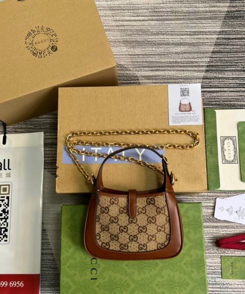 1:1 Replica Gucci Jackie 1961 Mini GG Shoulder Bag Beige For Women, Women's Bags 7.5in/19cm GG 675799 21HRG 2687