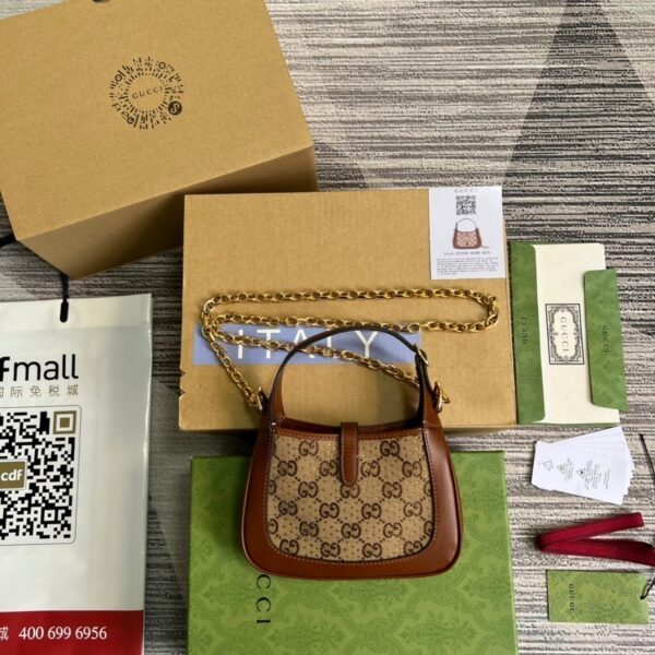 1:1 Replica Gucci Jackie 1961 Mini GG Shoulder Bag Beige For Women, Women's Bags 7.5in/19cm GG 675799 21HRG 2687