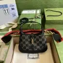 1:1 Replica Gucci Jackie 1961 Mini Shoulder Bag Black And Ivory GG Denim Jacquard For Women 7.5in/19cm GG 685127 UN3AG 1294