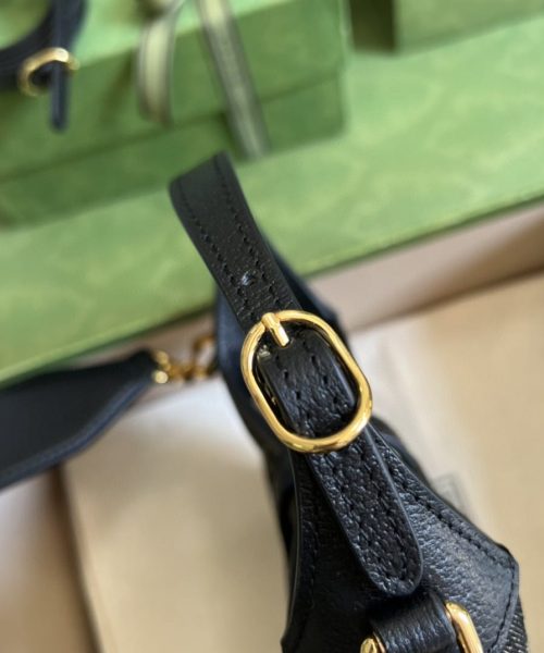 1:1 Replica Gucci Jackie 1961 Mini Shoulder Bag Black And Ivory GG Denim Jacquard For Women 7.5in/19cm GG 685127 UN3AG 1294