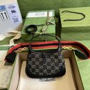 1:1 Replica Gucci Jackie 1961 Mini Shoulder Bag Black And Ivory GG Denim Jacquard For Women 7.5in/19cm GG 685127 UN3AG 1294