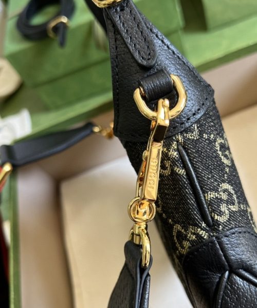 1:1 Replica Gucci Jackie 1961 Mini Shoulder Bag Black And Ivory GG Denim Jacquard For Women 7.5in/19cm GG 685127 UN3AG 1294