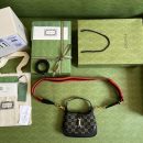 1:1 Replica Gucci Jackie 1961 Mini Shoulder Bag Black And Ivory GG Denim Jacquard For Women 7.5in/19cm GG 685127 UN3AG 1294