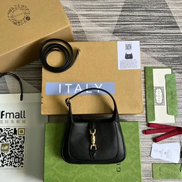 1:1 Replica Gucci Jackie 1961 Mini Shoulder Bag Black For Women, Women's Bags 7.5in/19cm GG ‎637091 10O0G 1000