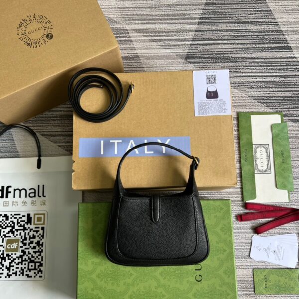 1:1 Replica Gucci Jackie 1961 Mini Shoulder Bag Black For Women, Women's Bags 7.5in/19cm GG ‎637091 10O0G 1000