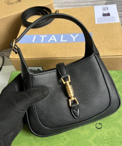 1:1 Replica Gucci Jackie 1961 Mini Shoulder Bag Black For Women, Women's Bags 7.5in/19cm GG ‎637091 10O0G 1000