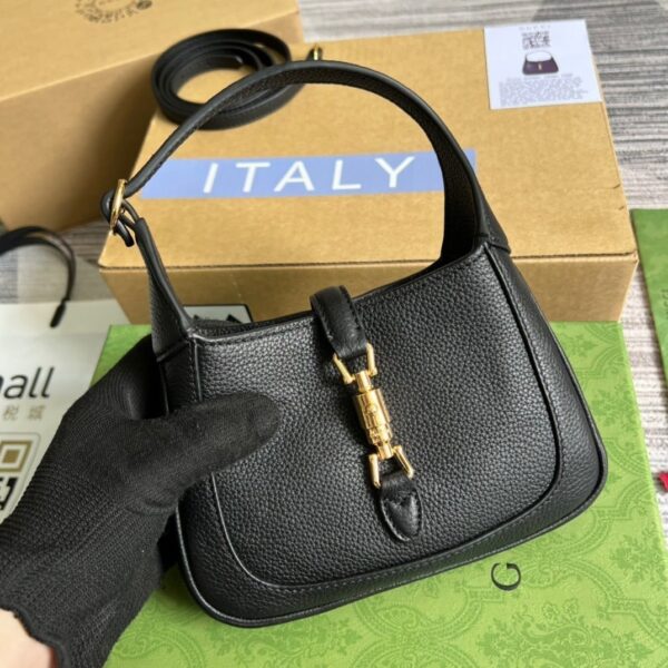 1:1 Replica Gucci Jackie 1961 Mini Shoulder Bag Black For Women, Women's Bags 7.5in/19cm GG ‎637091 10O0G 1000
