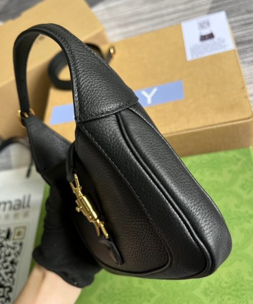 1:1 Replica Gucci Jackie 1961 Mini Shoulder Bag Black For Women, Women's Bags 7.5in/19cm GG ‎637091 10O0G 1000