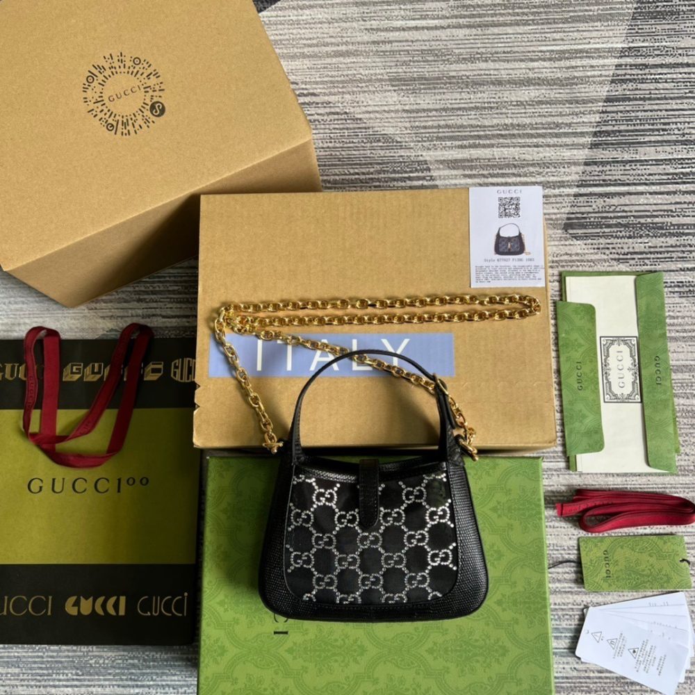 1:1 Replica Gucci Jackie 1961 Mini Shoulder Bag Black For Women, Women's Bags 7.5in/19cm GG - Image 8