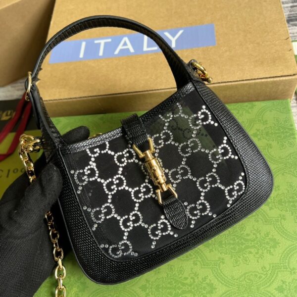 1:1 Replica Gucci Jackie 1961 Mini Shoulder Bag Black For Women, Women's Bags 7.5in/19cm GG