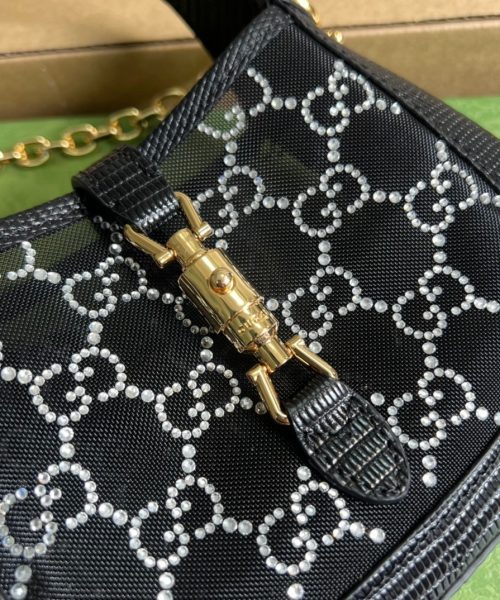 1:1 Replica Gucci Jackie 1961 Mini Shoulder Bag Black For Women, Women's Bags 7.5in/19cm GG