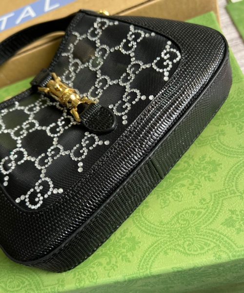 1:1 Replica Gucci Jackie 1961 Mini Shoulder Bag Black For Women, Women's Bags 7.5in/19cm GG