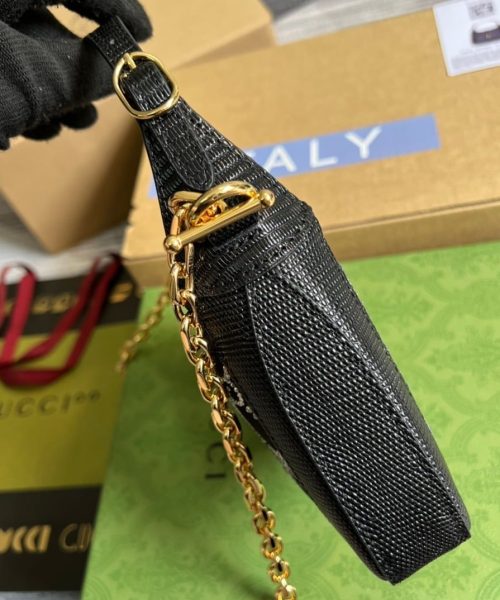 1:1 Replica Gucci Jackie 1961 Mini Shoulder Bag Black For Women, Women's Bags 7.5in/19cm GG