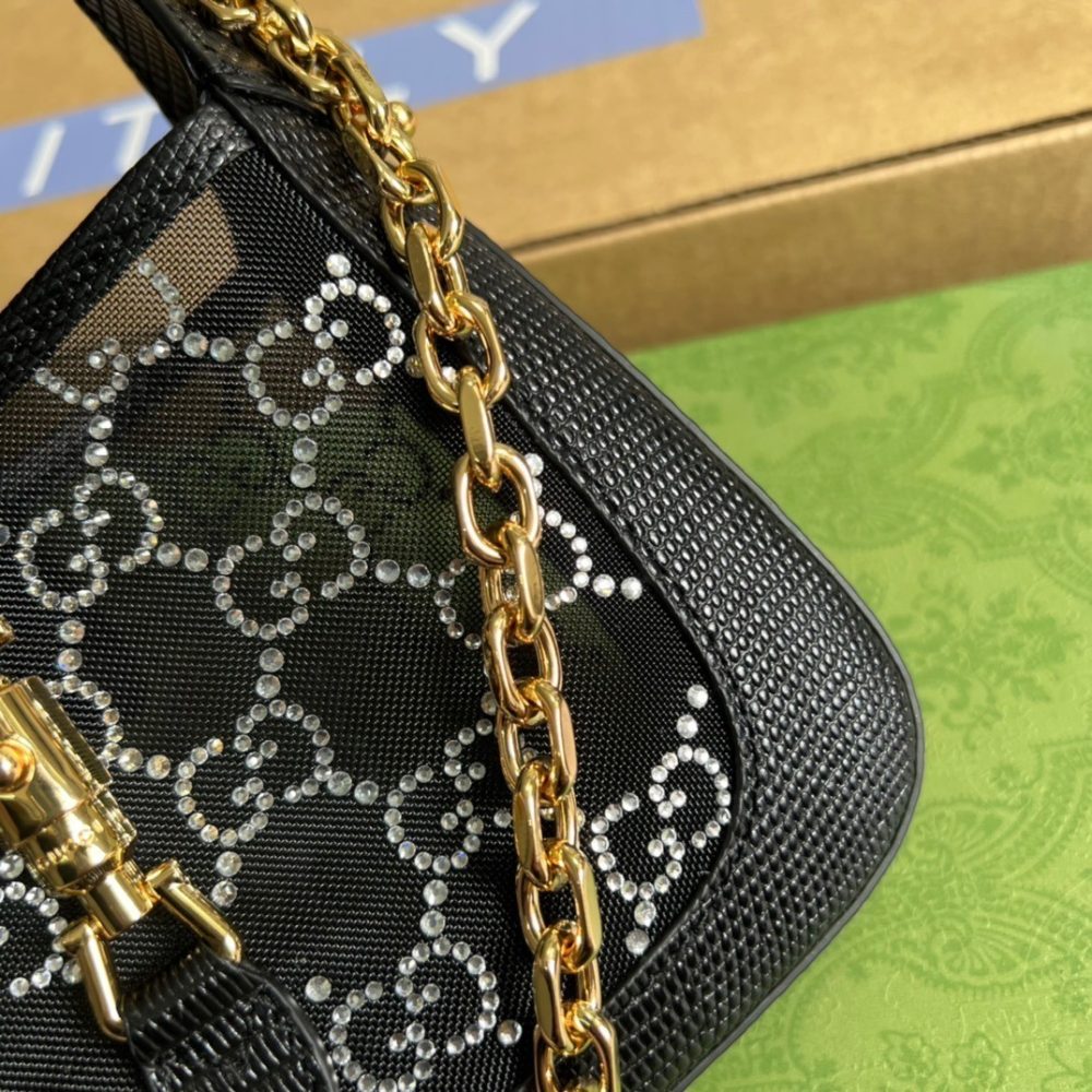 1:1 Replica Gucci Jackie 1961 Mini Shoulder Bag Black For Women, Women's Bags 7.5in/19cm GG - Image 6