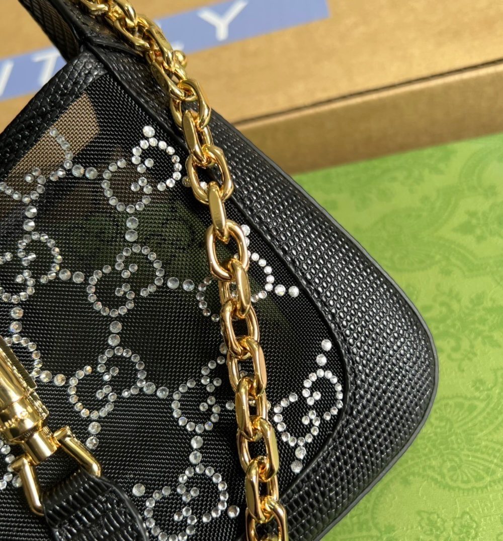 1:1 Replica Gucci Jackie 1961 Mini Shoulder Bag Black For Women, Women's Bags 7.5in/19cm GG