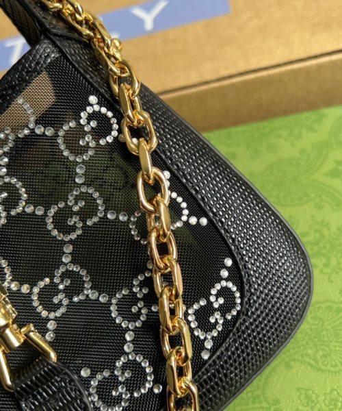 1:1 Replica Gucci Jackie 1961 Mini Shoulder Bag Black For Women, Women's Bags 7.5in/19cm GG