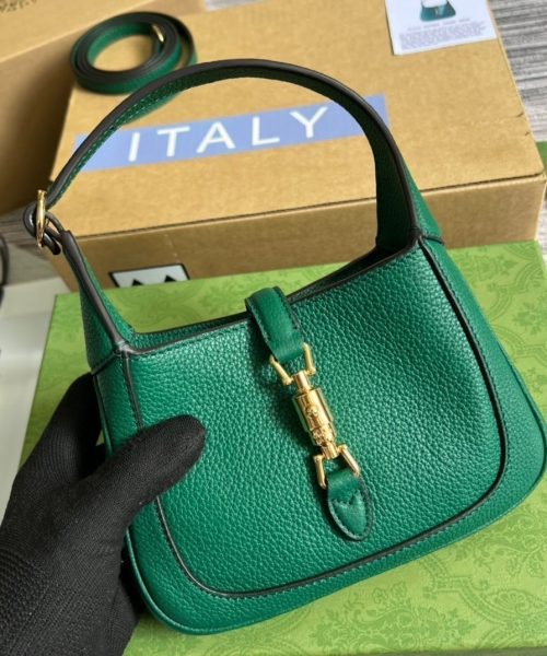 1:1 Replica Gucci Jackie 1961 Mini Shoulder Bag Green For Women, Women's Bags 7.5in/19cm GG