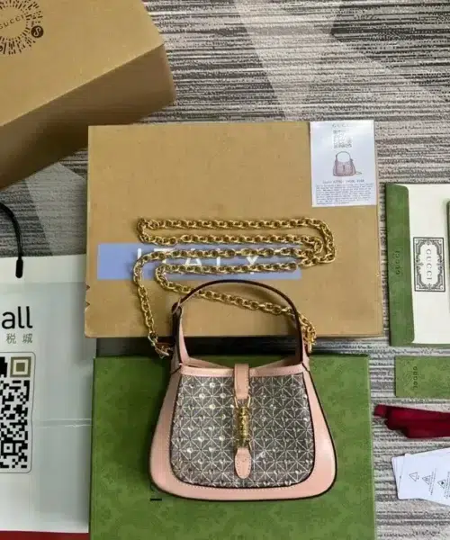 1:1 Replica Gucci Jackie 1961 Mini Shoulder Bag Light Pink For Women, Women's Bags 7.5in/19cm GG
