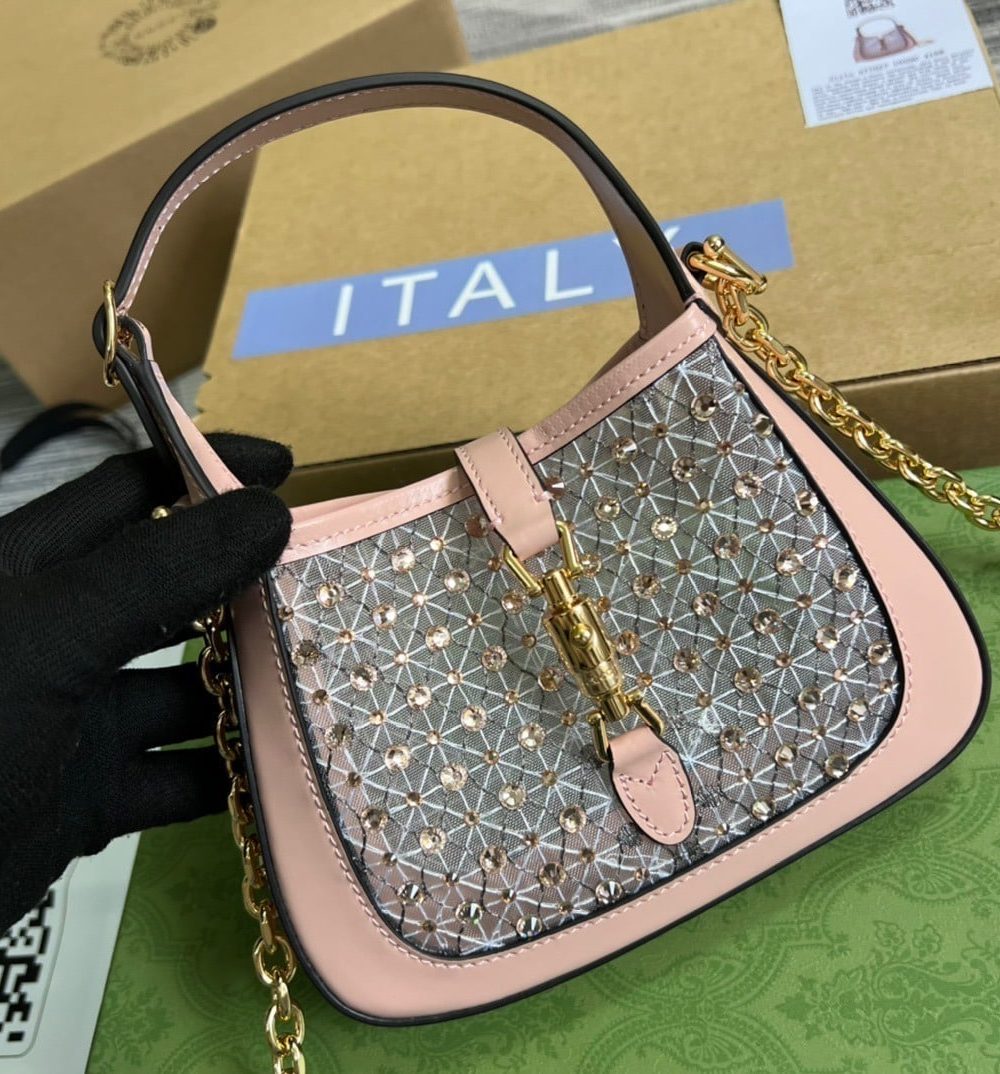 1:1 Replica Gucci Jackie 1961 Mini Shoulder Bag Light Pink For Women, Women's Bags 7.5in/19cm GG