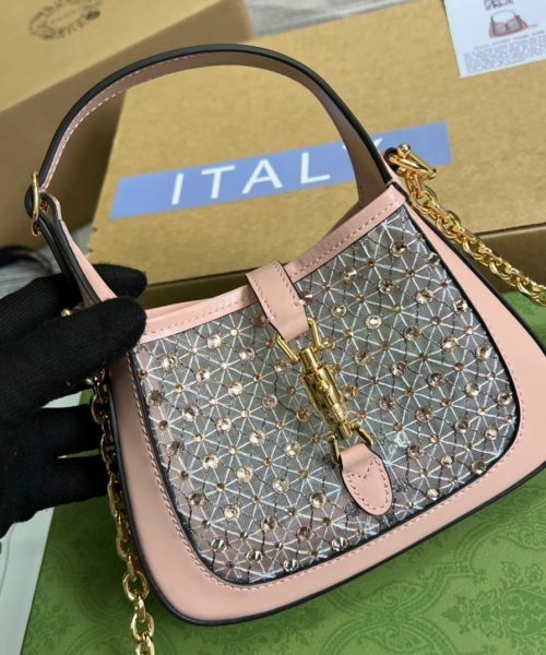 1:1 Replica Gucci Jackie 1961 Mini Shoulder Bag Light Pink For Women, Women's Bags 7.5in/19cm GG