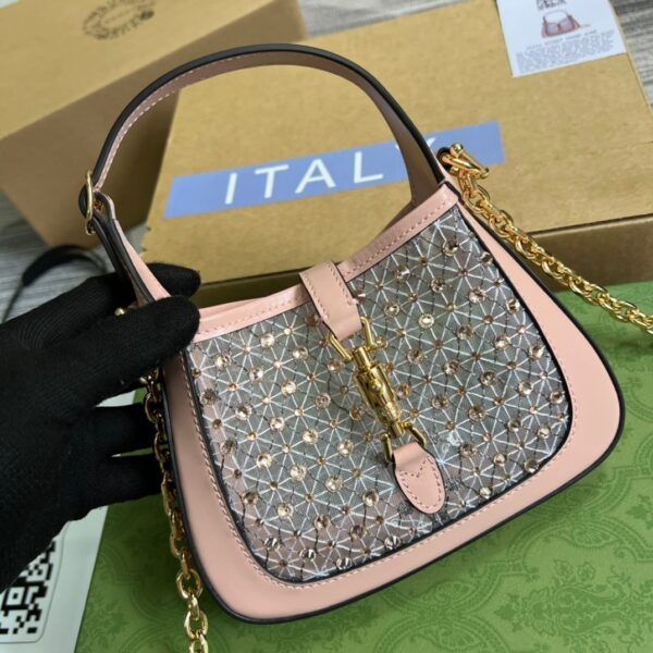 1:1 Replica Gucci Jackie 1961 Mini Shoulder Bag Light Pink For Women, Women's Bags 7.5in/19cm GG