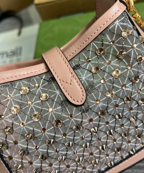 1:1 Replica Gucci Jackie 1961 Mini Shoulder Bag Light Pink For Women, Women's Bags 7.5in/19cm GG