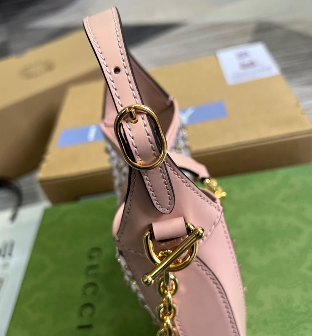 1:1 Replica Gucci Jackie 1961 Mini Shoulder Bag Light Pink For Women, Women's Bags 7.5in/19cm GG