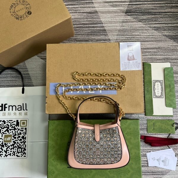 1:1 Replica Gucci Jackie 1961 Mini Shoulder Bag Light Pink For Women, Women's Bags 7.5in/19cm GG
