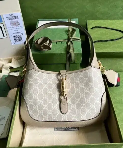 1:1 Replica Gucci Jackie 1961 Small GG Shoulder Bag Beige For Women, Women's Bags 11in/28cm GG ‎678843 UULAG 9682