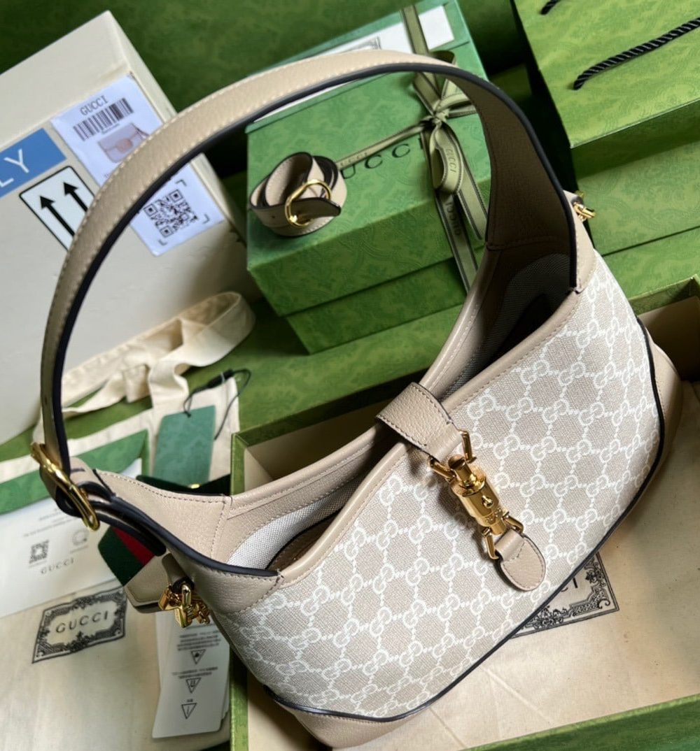 1:1 Replica Gucci Jackie 1961 Small GG Shoulder Bag Beige For Women, Women's Bags 11in/28cm GG ‎678843 UULAG 9682