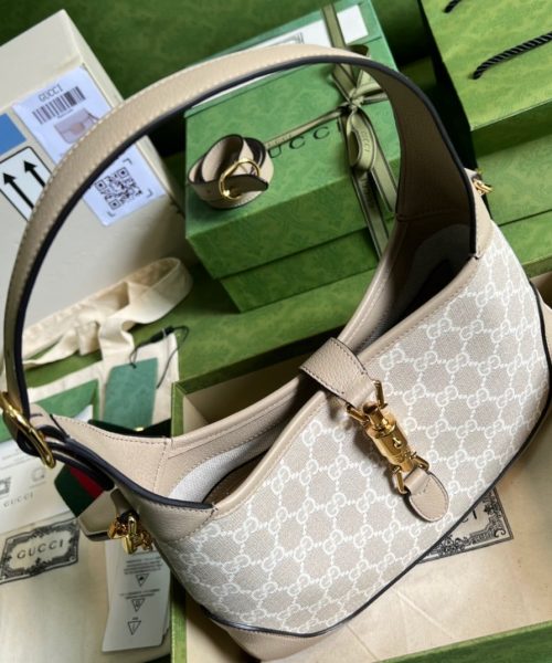 1:1 Replica Gucci Jackie 1961 Small GG Shoulder Bag Beige For Women, Women's Bags 11in/28cm GG ‎678843 UULAG 9682
