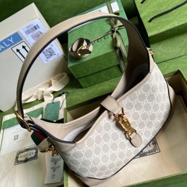 1:1 Replica Gucci Jackie 1961 Small GG Shoulder Bag Beige For Women, Women's Bags 11in/28cm GG ‎678843 UULAG 9682