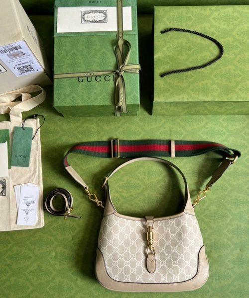 1:1 Replica Gucci Jackie 1961 Small GG Shoulder Bag Beige For Women, Women's Bags 11in/28cm GG ‎678843 UULAG 9682