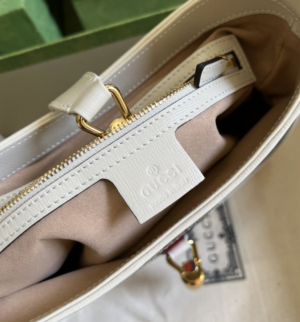 1:1 Replica Gucci Jackie 1961 Small Shoulder Bag Beige And Ebony GG Supreme Canvas For Women 11in/28cm 636706 HUHHG 9794