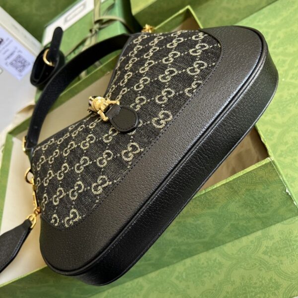 1:1 Replica Gucci Jackie 1961 Small Shoulder Bag Black And Ivory GG Denim Jacquard For Women 11in/28cm 678843 UN3AG 1294