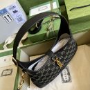 1:1 Replica Gucci Jackie 1961 Small Shoulder Bag Black And Ivory GG Denim Jacquard For Women 11in/28cm 678843 UN3AG 1294