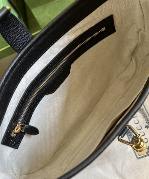 1:1 Replica Gucci Jackie 1961 Small Shoulder Bag Black And Ivory GG Denim Jacquard For Women 11in/28cm 678843 UN3AG 1294