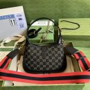 1:1 Replica Gucci Jackie 1961 Small Shoulder Bag Black And Ivory GG Denim Jacquard For Women 11in/28cm 678843 UN3AG 1294
