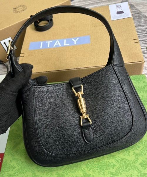 1:1 Replica Gucci Jackie 1961 Small Shoulder Bag Black For Women, Women's Bags 10.8in/28cm GG ‎636709 10O0G 1000
