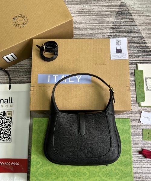 1:1 Replica Gucci Jackie 1961 Small Shoulder Bag Black For Women, Women's Bags 10.8in/28cm GG ‎636709 10O0G 1000