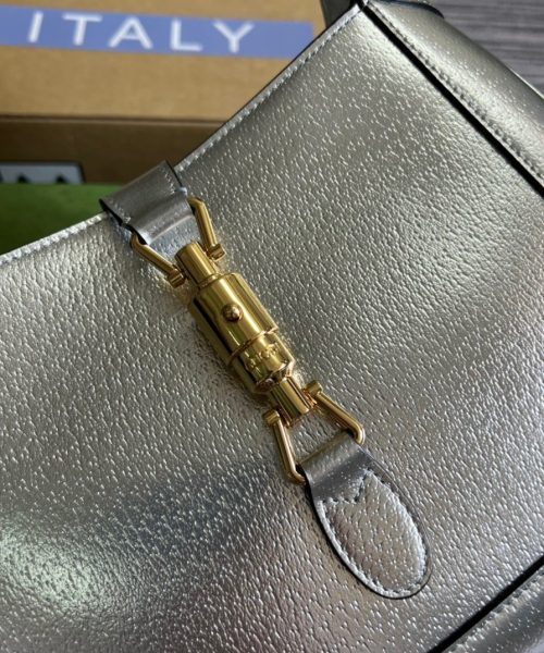 1:1 Replica Gucci Jackie 1961 Small Shoulder Bag Silver For Women, Women's Bags 10.8in/28cm GG