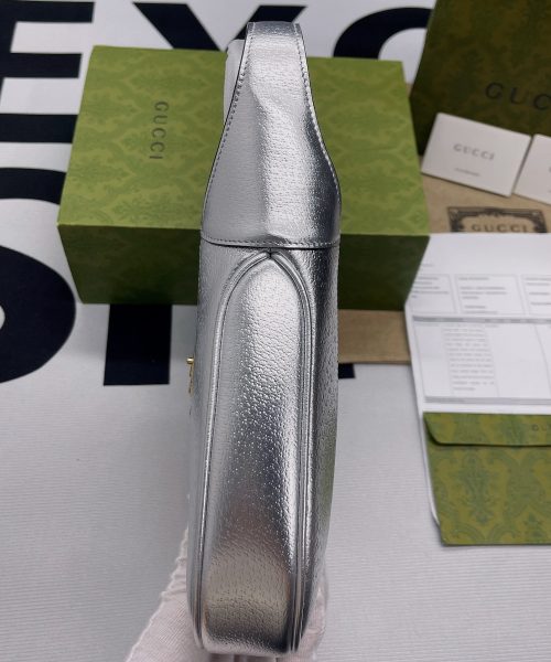 1:1 Replica Gucci Jackie 1961 Small Shoulder Bag Silver For Women, Women's Bags 10.8in/28cm GG