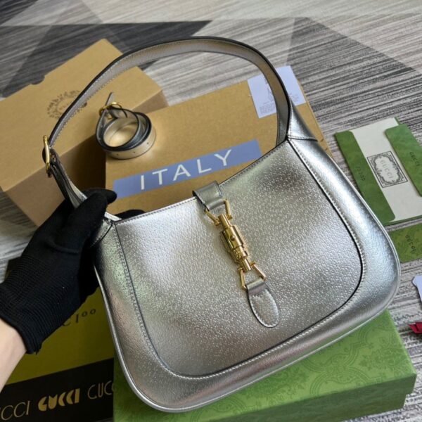 1:1 Replica Gucci Jackie 1961 Small Shoulder Bag Silver For Women, Women's Bags 10.8in/28cm GG