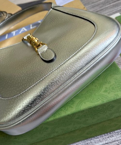 1:1 Replica Gucci Jackie 1961 Small Shoulder Bag Silver For Women, Women's Bags 10.8in/28cm GG