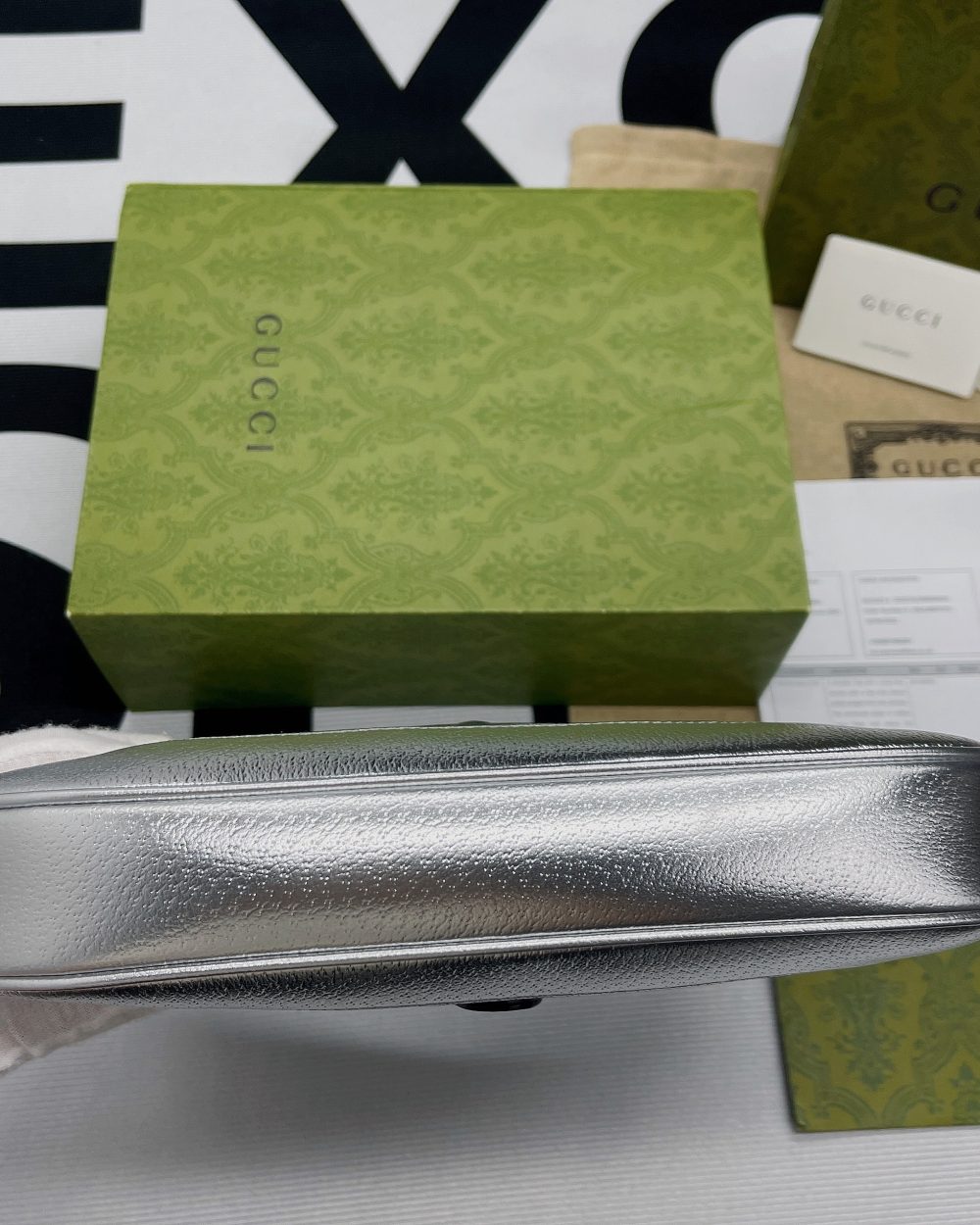 1:1 Replica Gucci Jackie 1961 Small Shoulder Bag Silver For Women, Women's Bags 10.8in/28cm GG