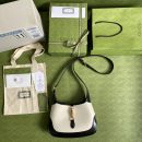 1:1 Replica Gucci Jackie 1961 Small Shoulder Bag White With Black 11in/28cm 636706 10OBG 9099