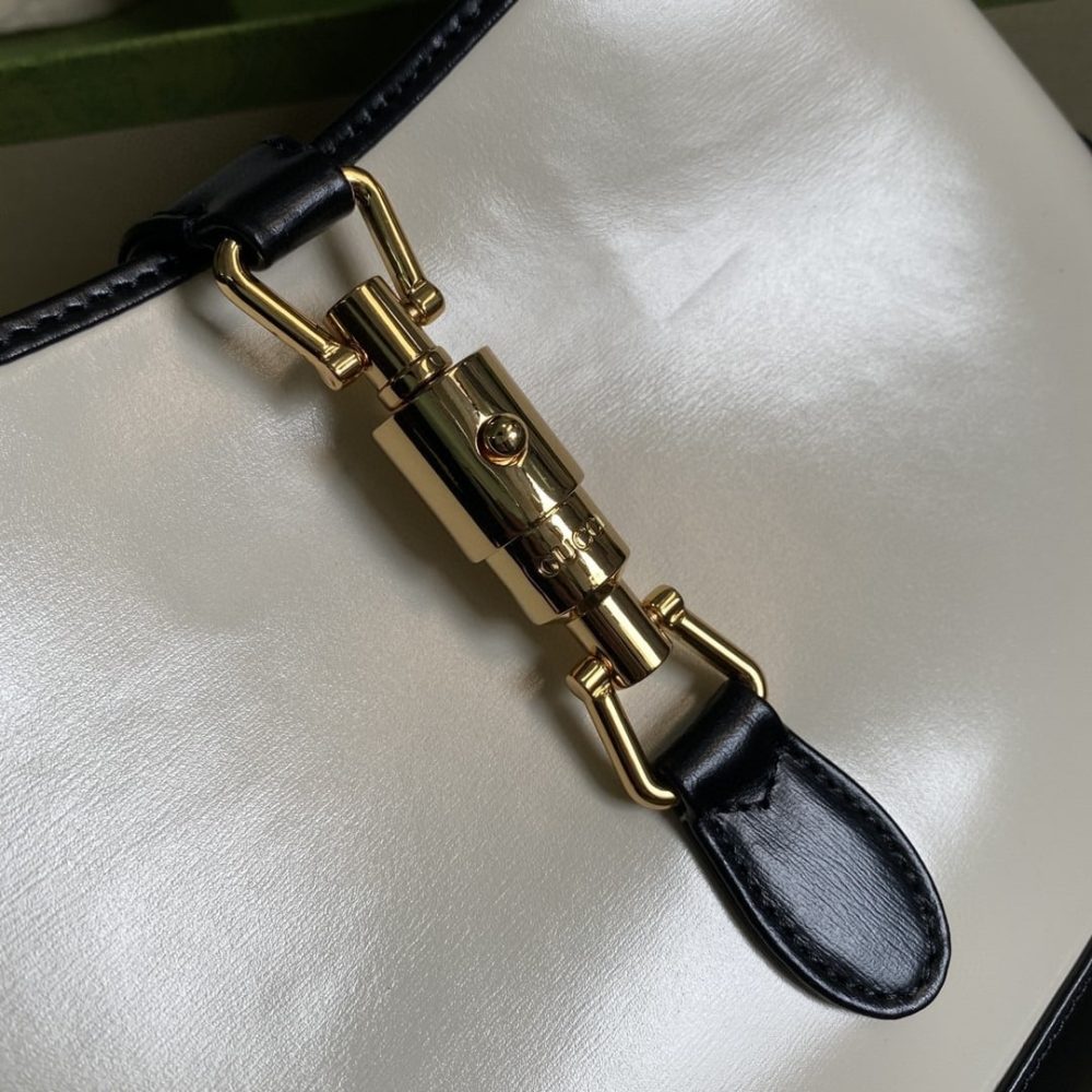 1:1 Replica Gucci Jackie 1961 Small Shoulder Bag White With Black 11in/28cm 636706 10OBG 9099 - Image 5